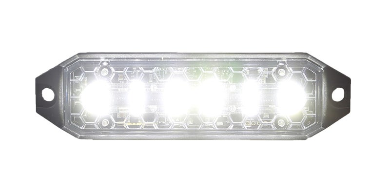 Unicorn Lighting UT02 Ultimate Thin Surface Mount Warning Emergency Strobe Grille Light Head SAE Class 1 for Police Car Ambulance and Tow Truck Construction Vehicle White Clear